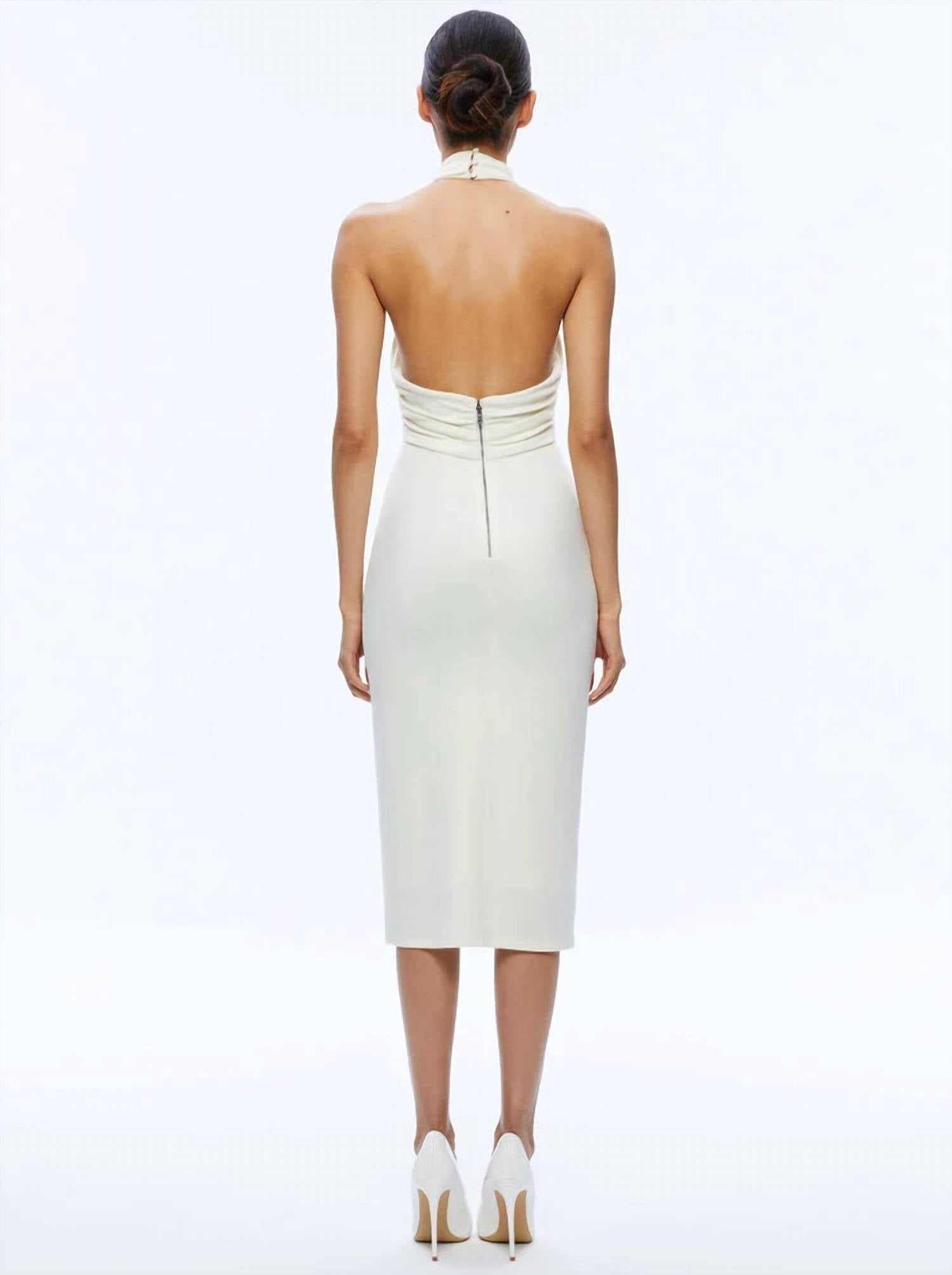 Alice + Olivia - Suellen Twist Neck Halter Midi Dress