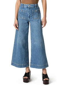 Paige - Lola Seamed Patch Pocket Crop Wide Leg Jeans