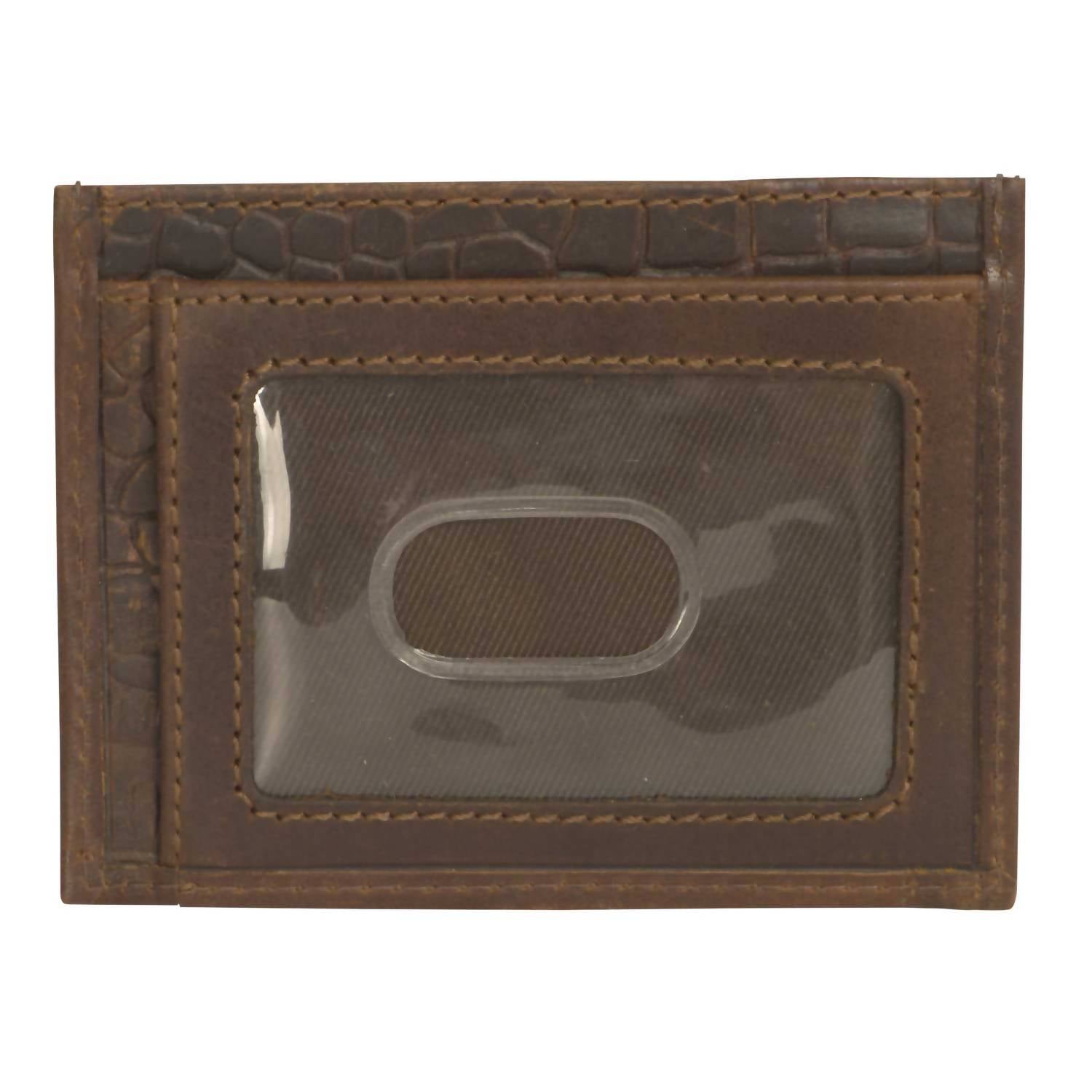 STS Ranchwear Men's Croc Card Wallet in brown - men's bag - detail view