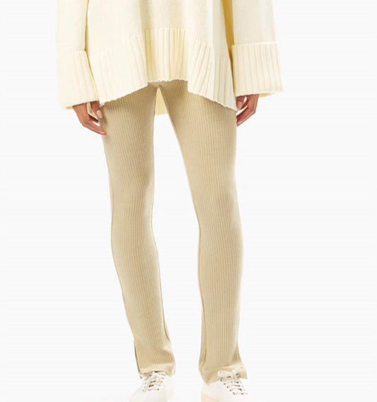 Oat Ribbed Flare Pants