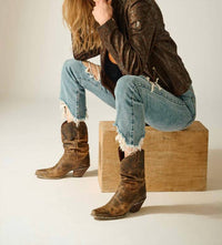 MAURITIUS Meeow Regular Fit Leather Jacket in brown - women's jacket - alternate view
