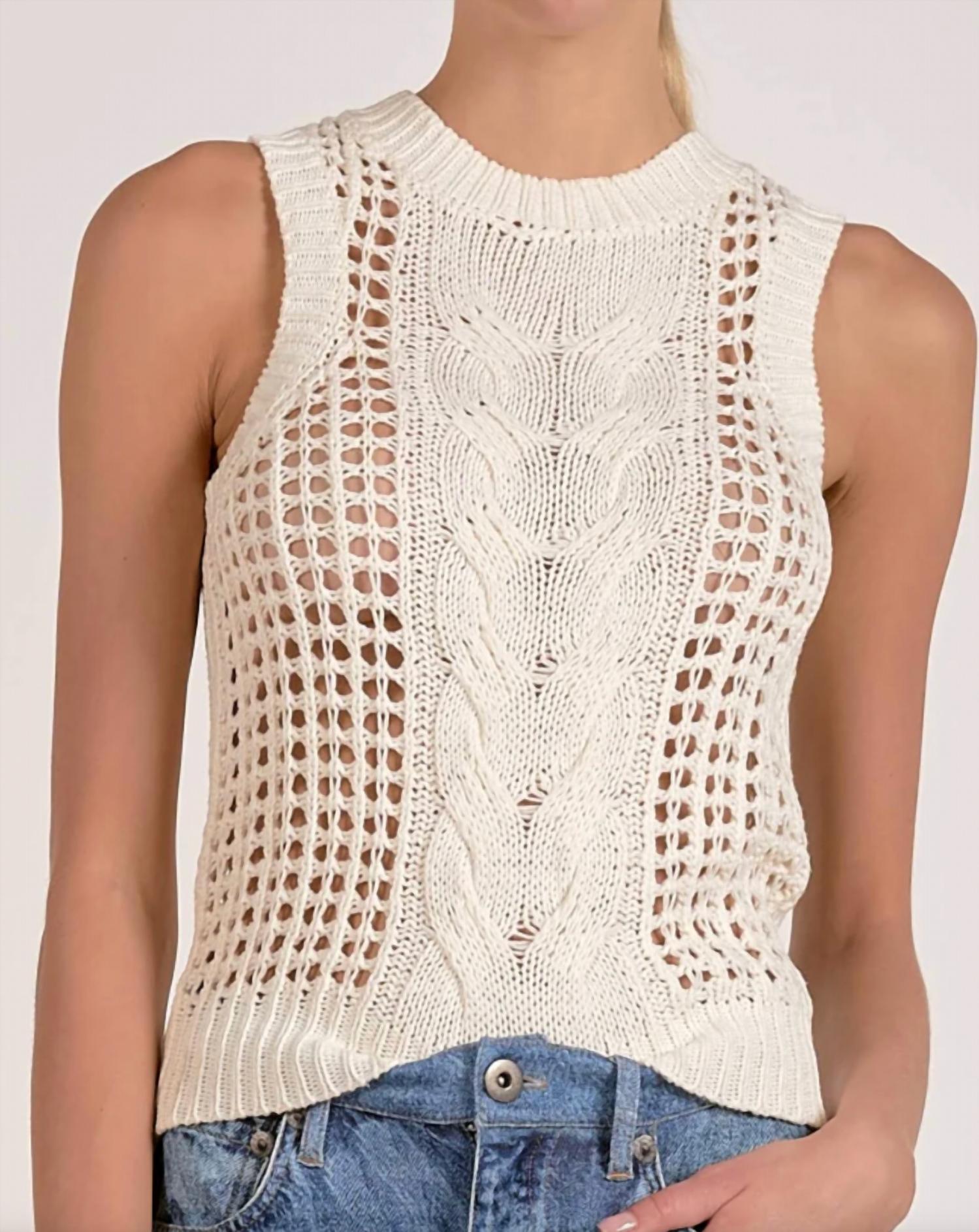 Elan - Open Knit Sleeveless Sweater Tank