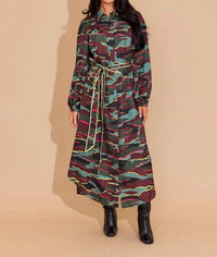Alden Adair Jane Long Sleeve Dress in neon camo - women's dress