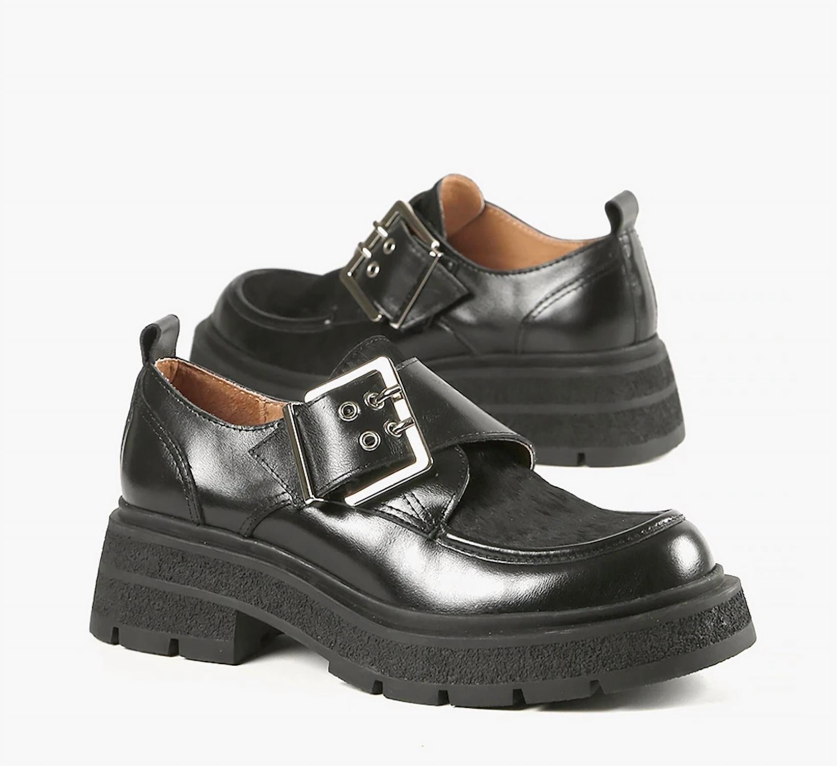 All Black - Women's Double Buckle Nulugg Loafers