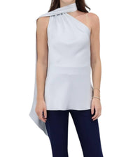 Mi Jong Lee - Satin One Shoulder Bias With Scarf Top