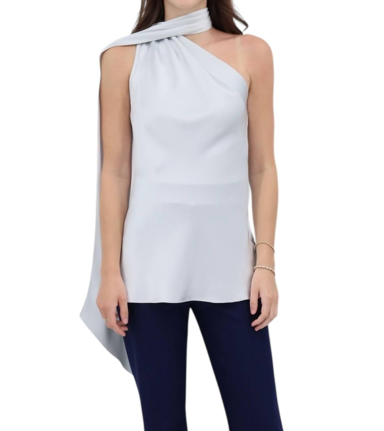Mi Jong Lee - Satin One Shoulder Bias With Scarf Top