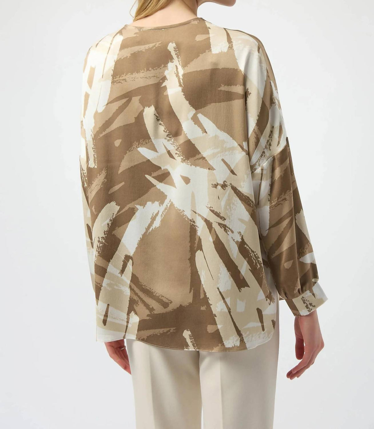 Joseph Ribkoff - Abstract Zip V-neck Satin Top