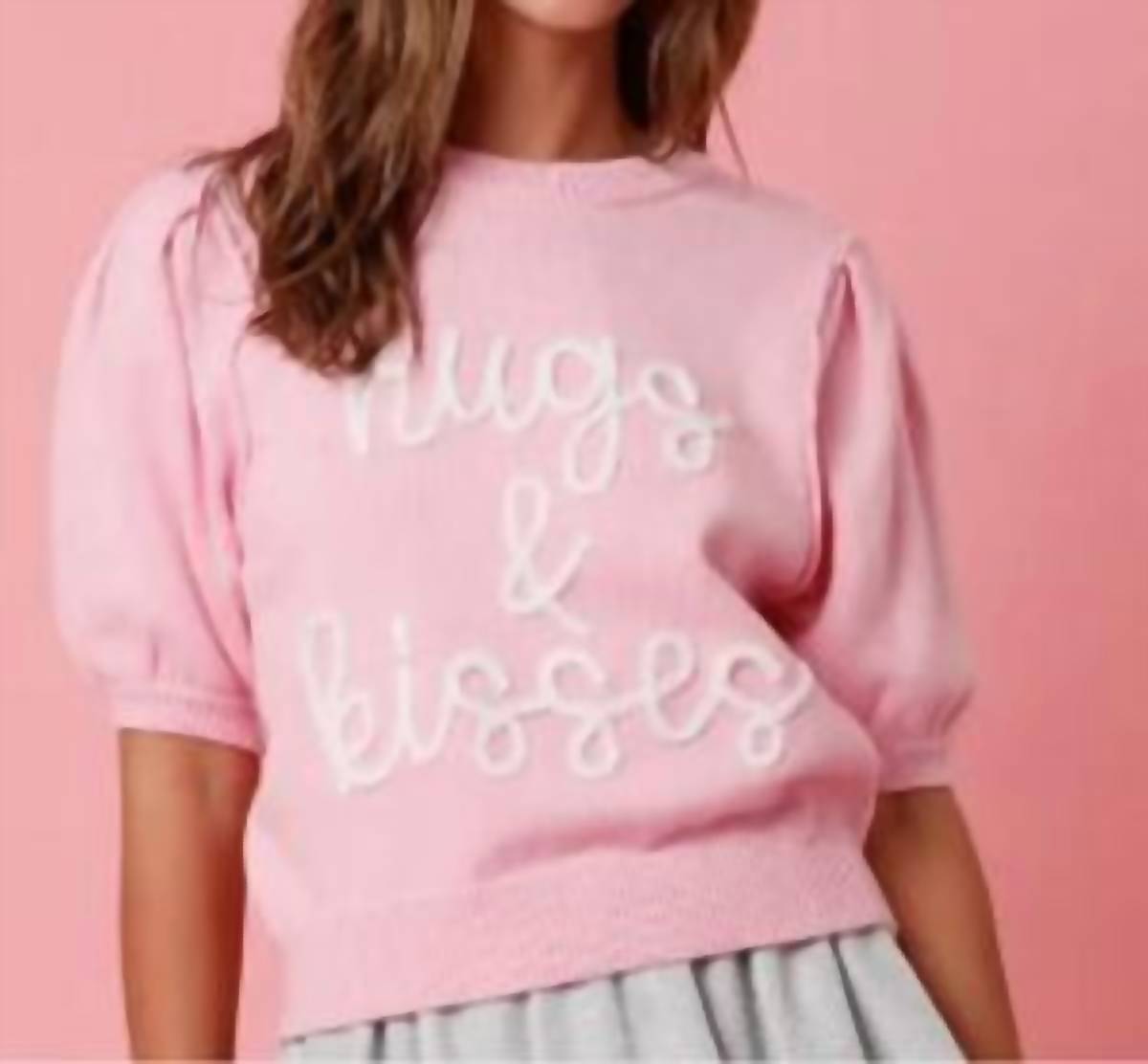 Peach Love - Hugs & Kisses Puff Sleeve Sweatershirt