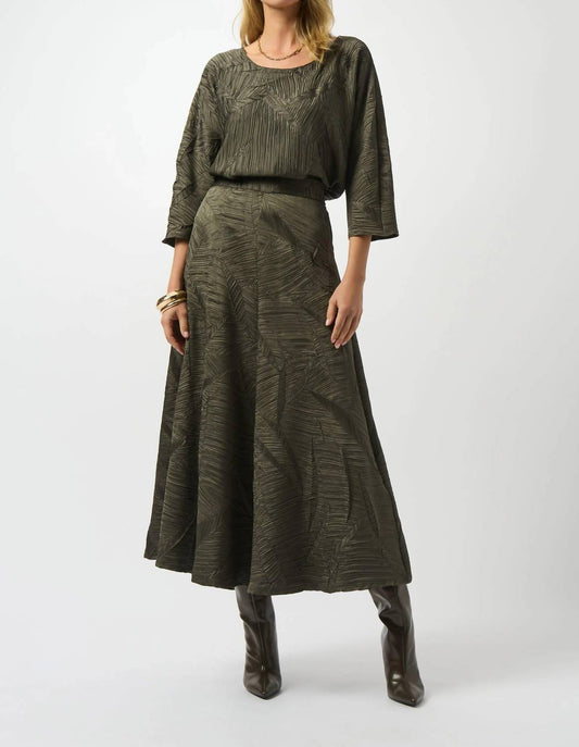 Joseph Ribkoff - Pleated Satin Long Flared Skirt