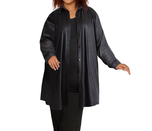 On The Plus Side - Long Sleeve Button Up Rodie Oversize Tunic - Plus Size