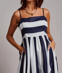 Urban Daizy - Vertical Stripe Smocked Back Maxi Dress