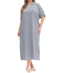 entro I'll Be There Gingham Midi Dress - Plus in navy - women's dress