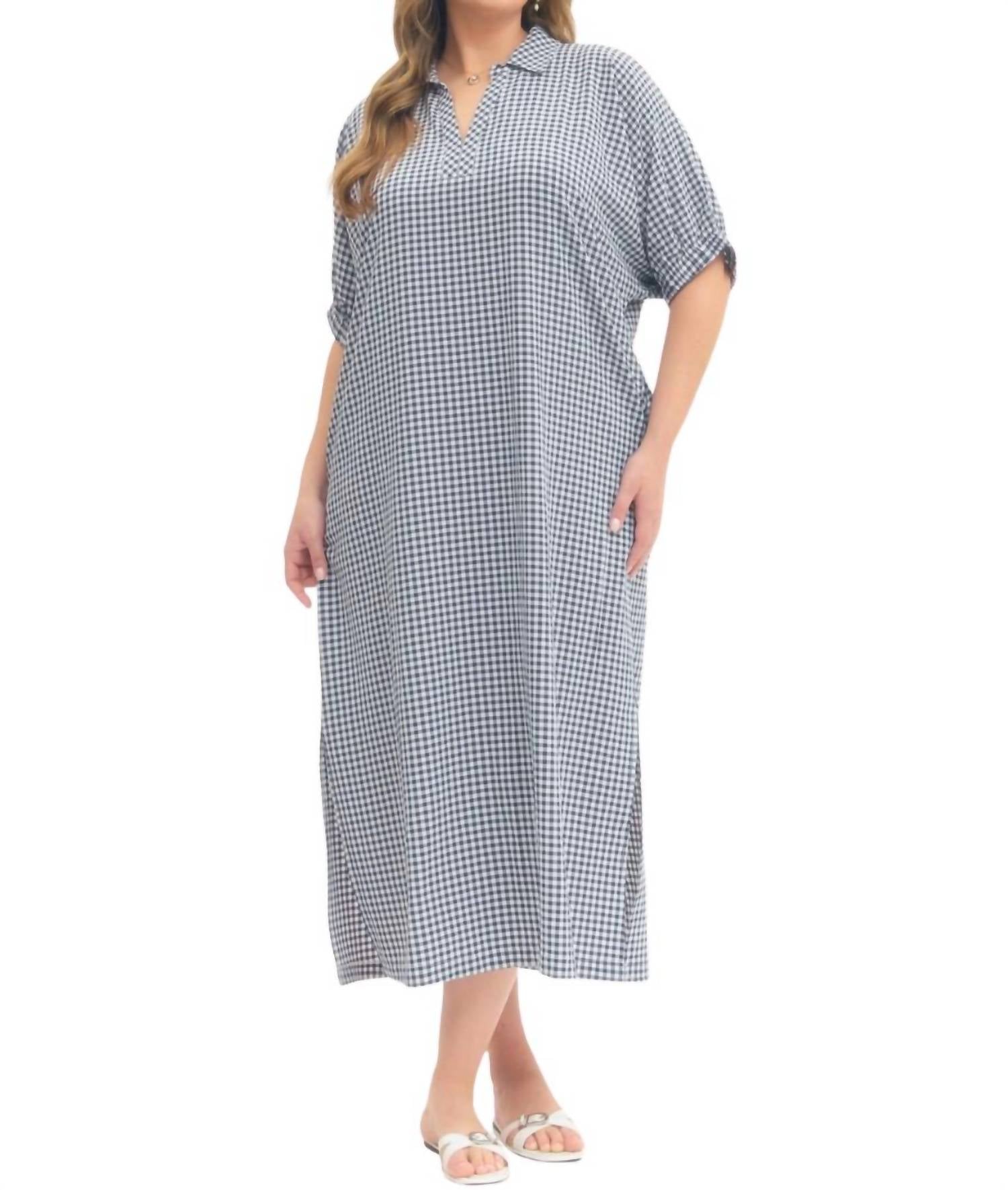 entro I'll Be There Gingham Midi Dress - Plus in navy - women's dress