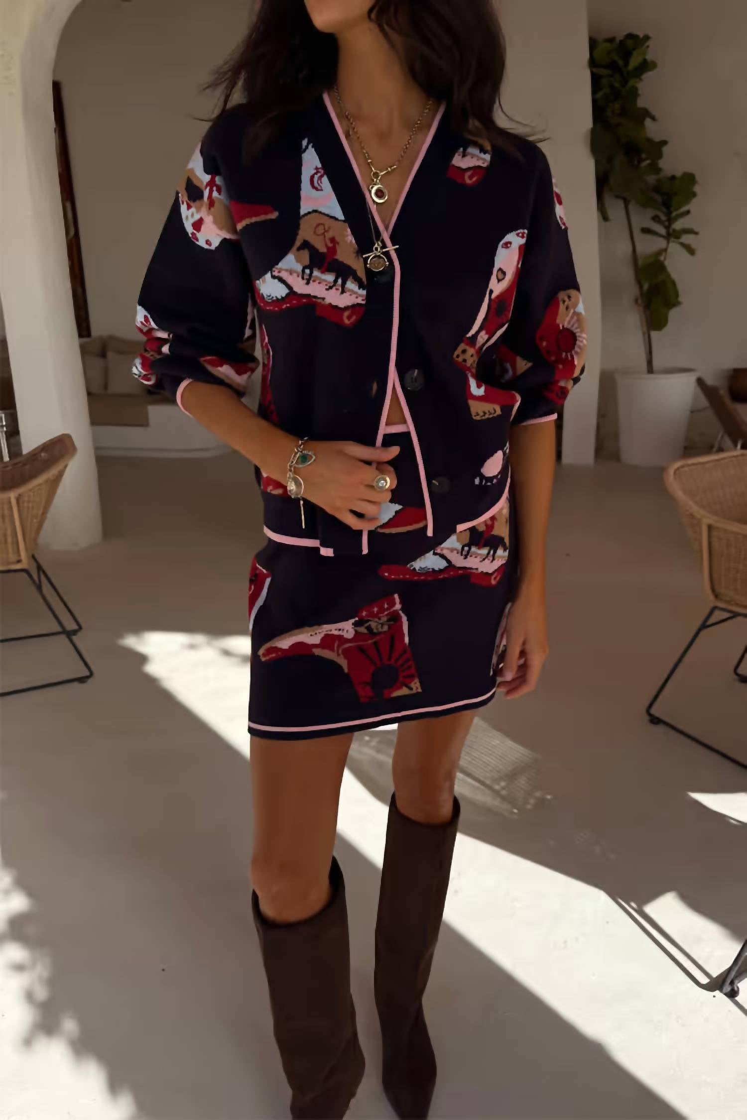 never fully dressed Cowboy Boots Jake Skirt in navy - women's skirt