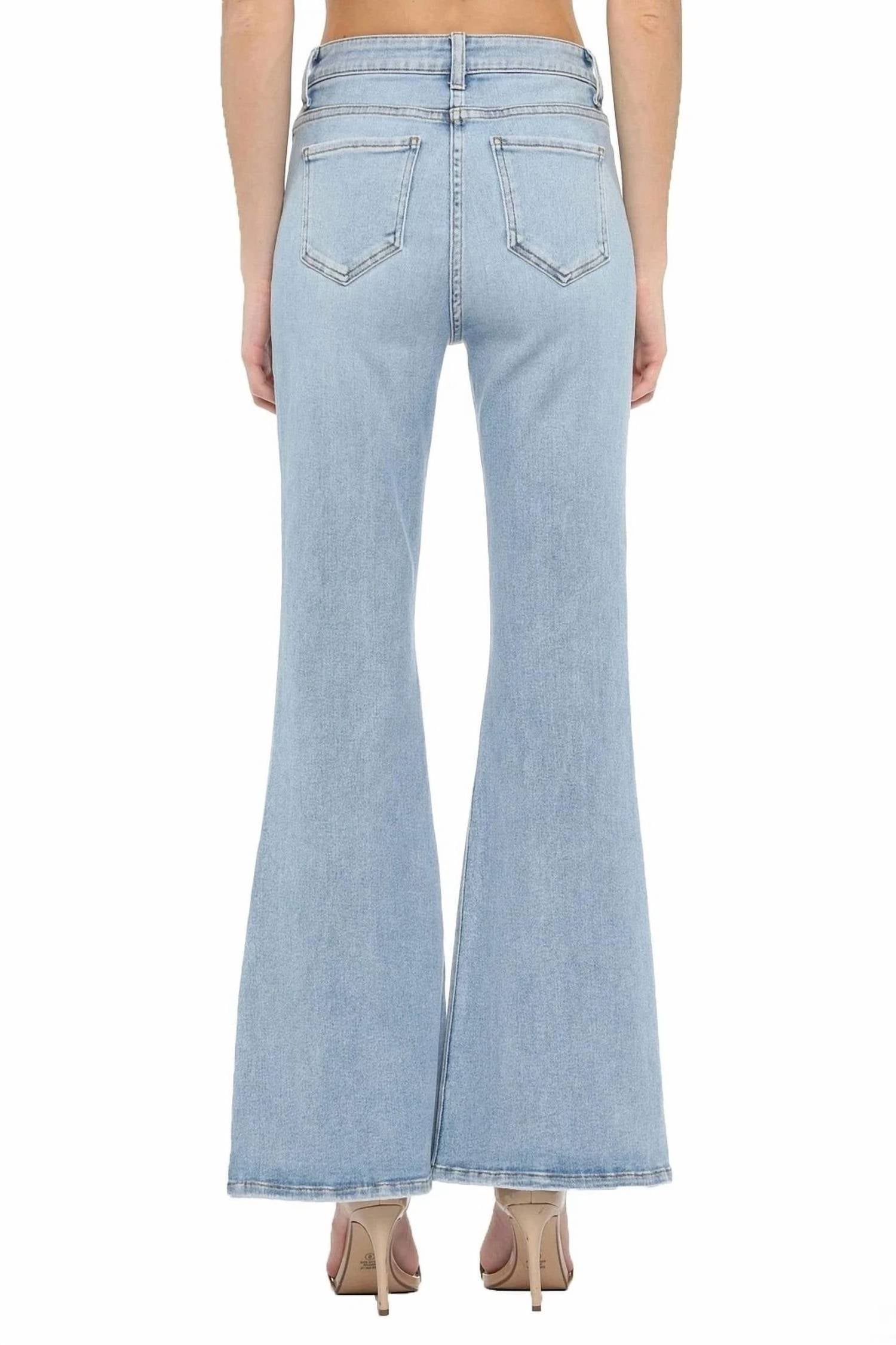 Cello - High Rise Distressed Super Flare Jeans
