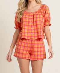 Pinch - Plaid Rick Rack Blouse