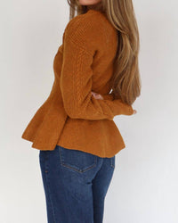 STEVE MADDEN Courtney Peplum Button Front Cardigan in pumpkin spice - women's cardigan - alternate view