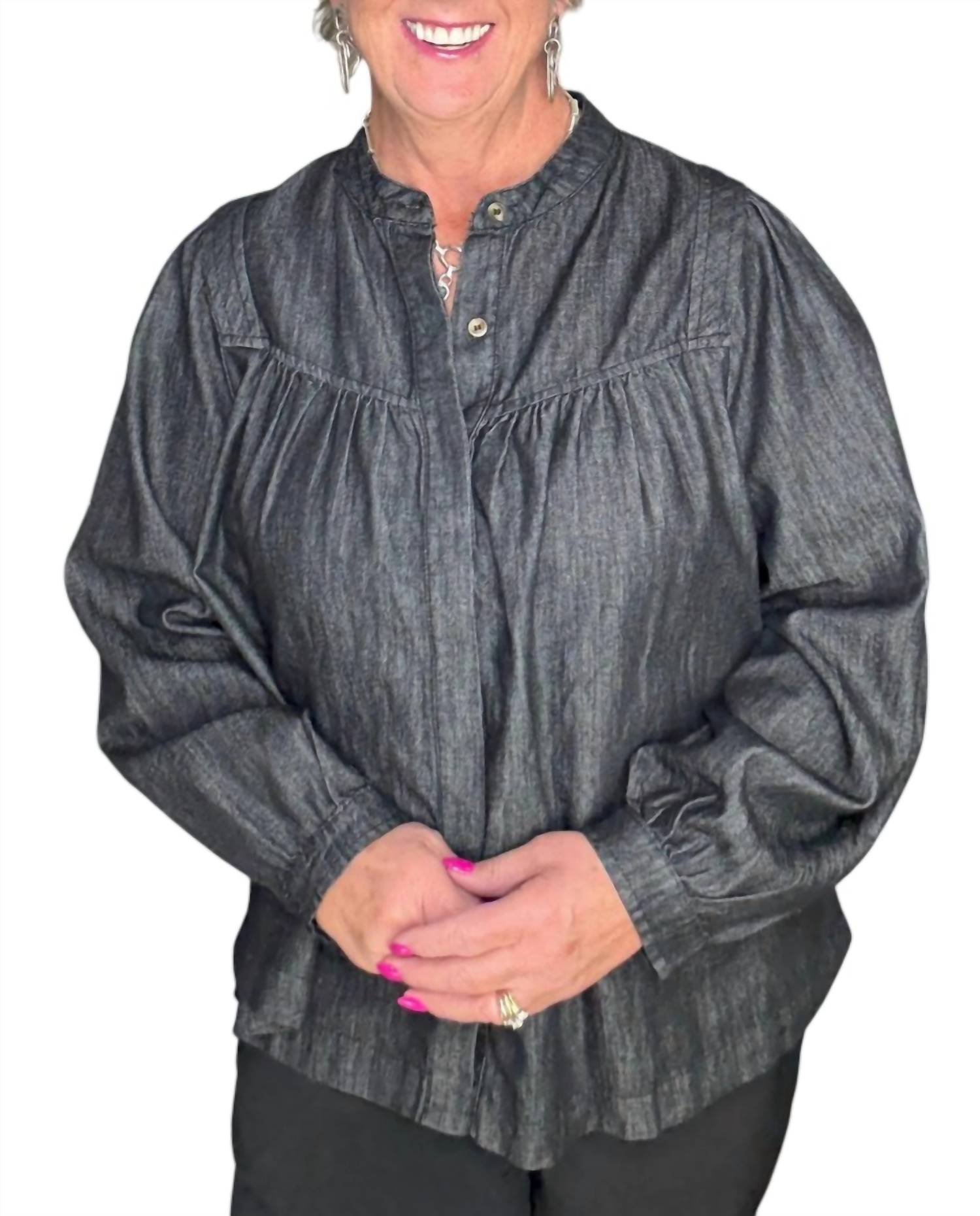 Entro - Denim Button-Up Top