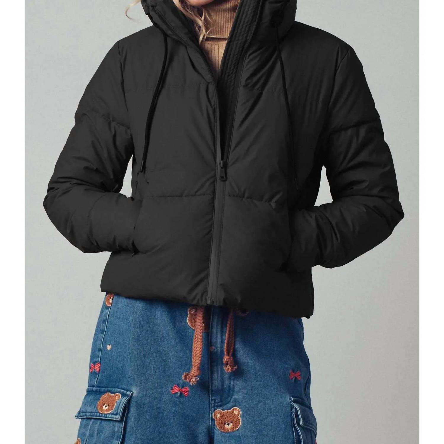Urban Daizy - Cozy Drawstring Hooded Puffer Jacket