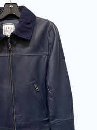 jakett Women's Cindy Burnished Leather Jacket in indigo - women's jacket - detail view