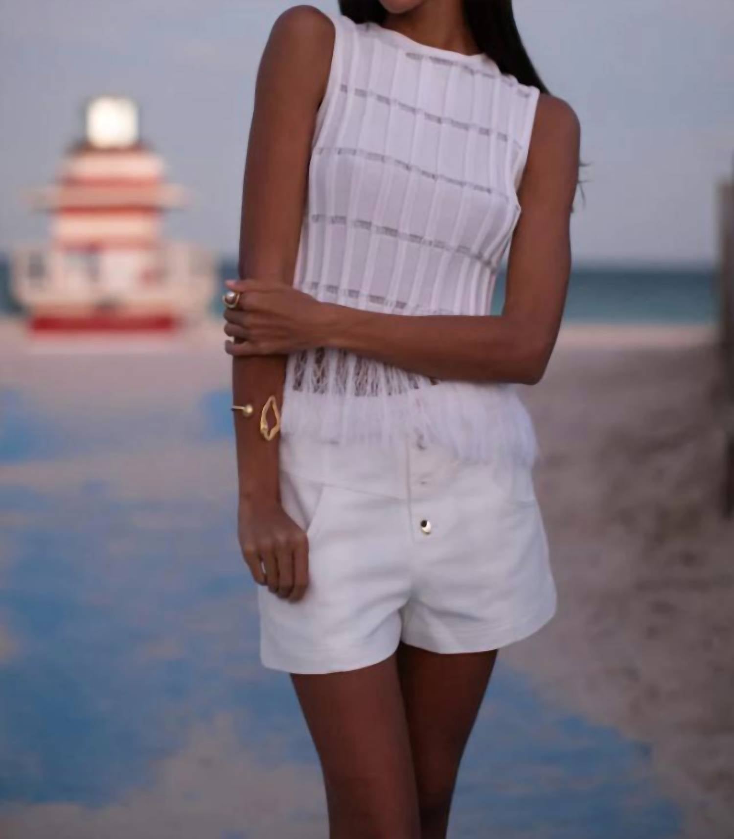 Karina Grimaldi Aria Fringe Top in white - women's shirt