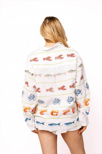 Queen Of Sparkles - Seafood Gauze Button Up Top