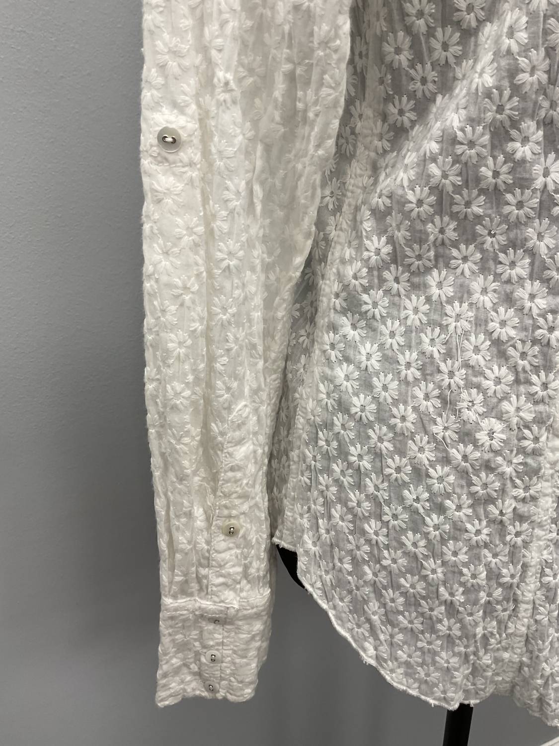 Cino - WHITE EMBROIDERED COTTON SHIRT