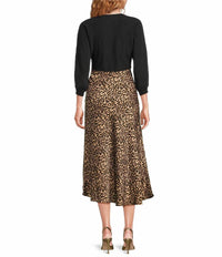 current air Animal Print Stretch Midi Dress in black - women's dress - detail view