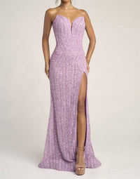 PORTIA&SCARLETT Fully Embellished Strapless Dress With Slit in lilac - women's dress