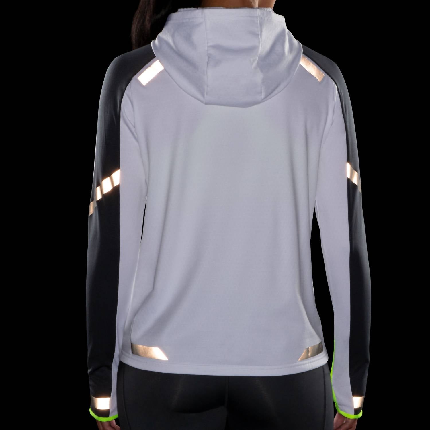 BROOKS Women's Run Visible Thermal Hoodie in white asphalt nightlife - women's top - view 5