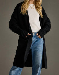 Panache Apparel Dale Knit Cardigan in black - women's cardigan - detail view