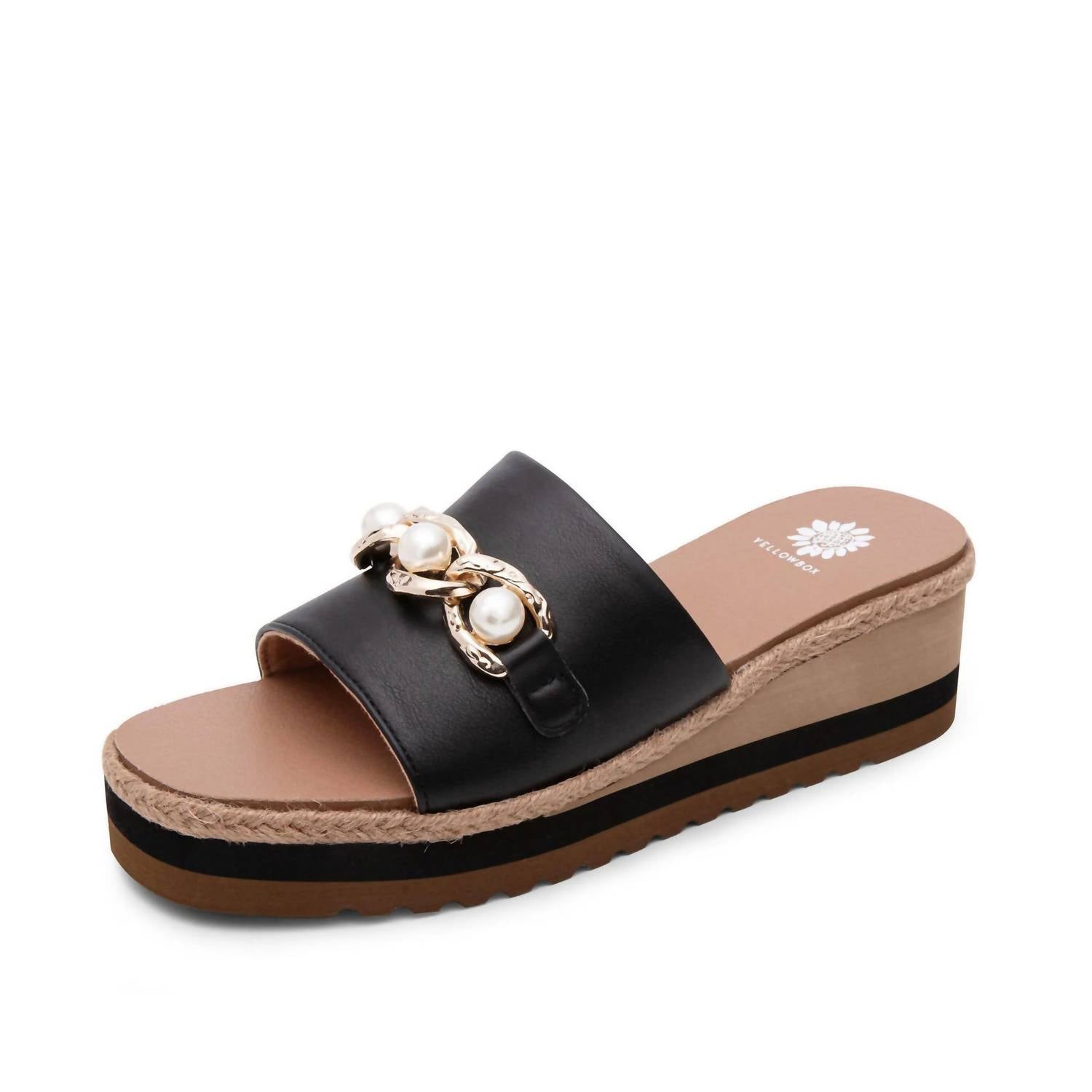 YELLOWBOX Women's Adelfia Sporty Wedge Sandal in black and pearl - women's sandal - alternate view