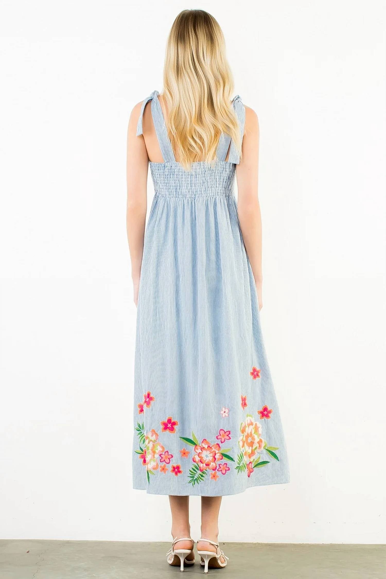 Thml - Embroidered Tie Midi Dress