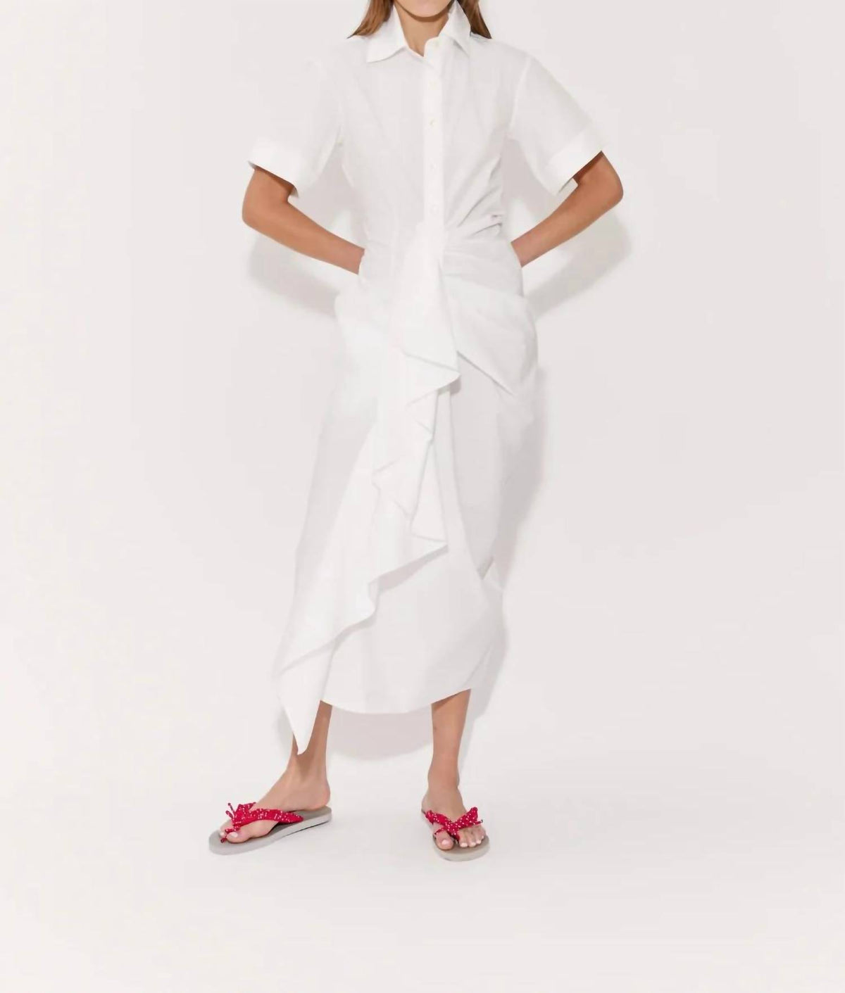 Rosie Assoulin - Gathered Ruffle Shirt Dress