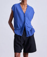 APIECE APART Bardi Drippy Vest in robin blue - women's jacket