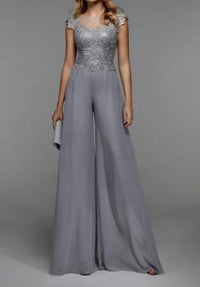 ALYCE PARIS Cap Sleeve Jumpsuit in silver - women's pants
