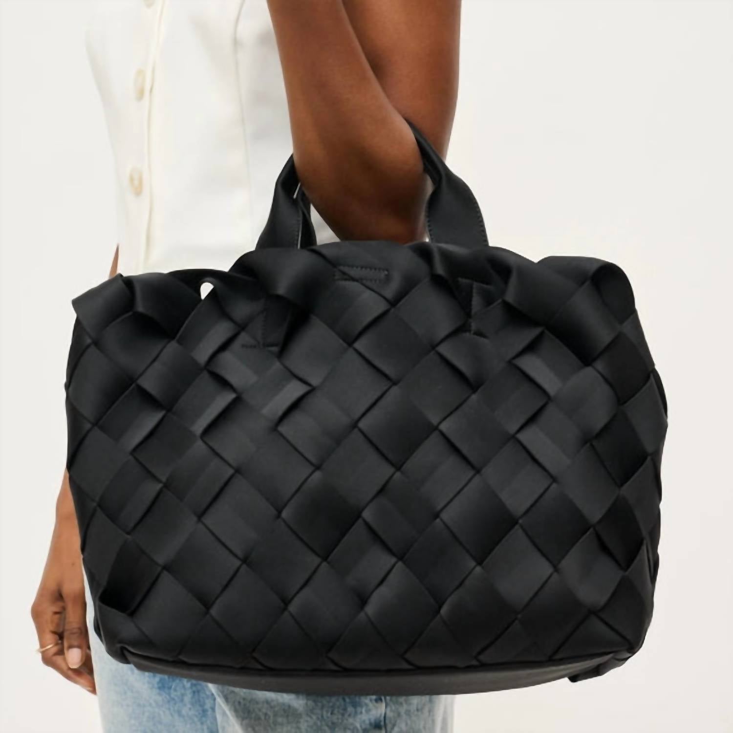 Urban Expressions Women's Ruth Woven Neoprene Crossbody Tote in black - women's bag - alternate view