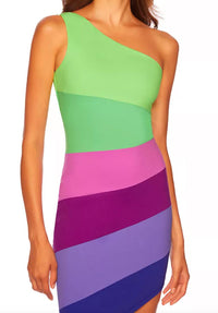 Susana Monaco - Colorblock One Shoulder Mini Dress