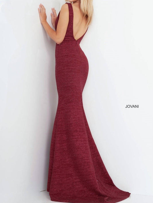 Jovani - Glitter Jersey Mermaid Gown With Low Back