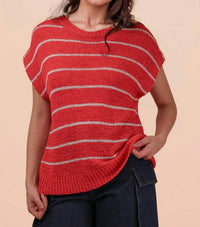 Very J - Striped Knit Sweater Vest Top