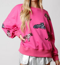 Peach Love - Multi Color Sequins Tiger Sweatshirt