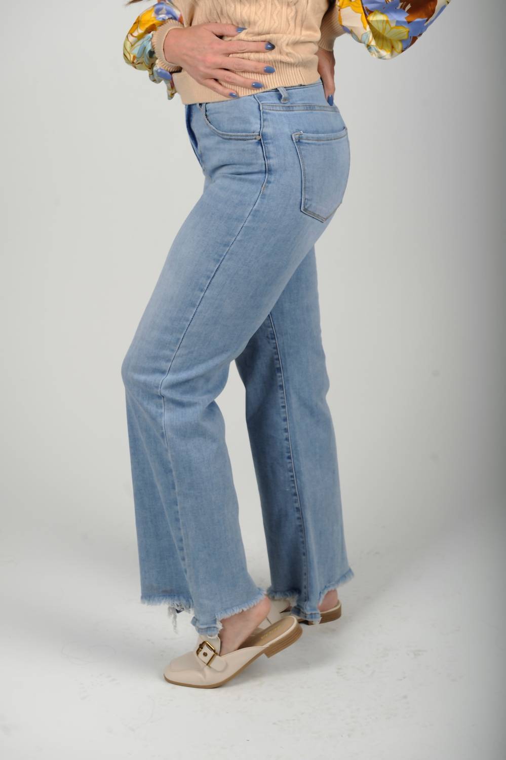 RISEN High Rise Wide Leg Jeans in blue - women's jeans - alternate view