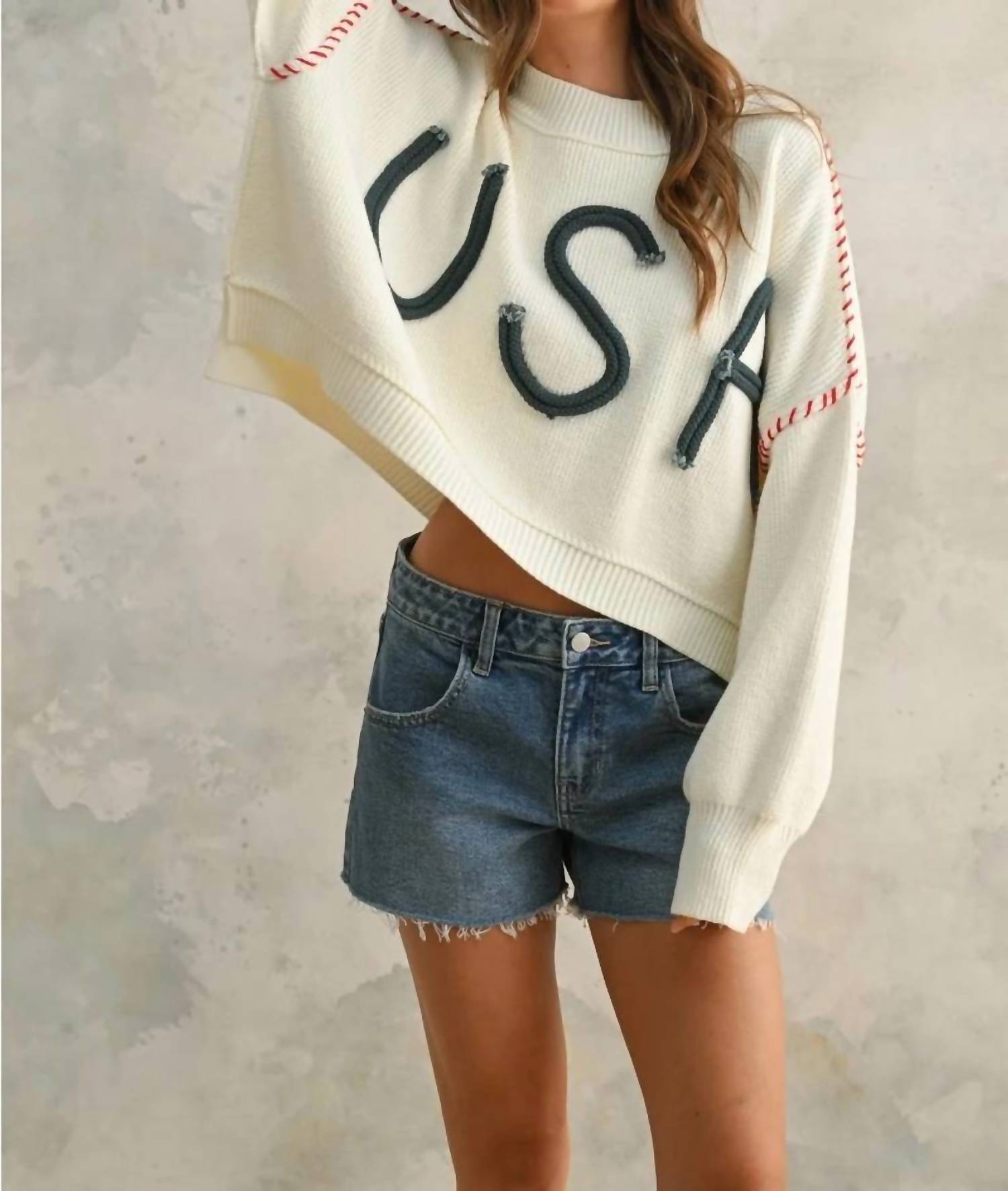 Miou Muse - Rope Usa Knit Sweater