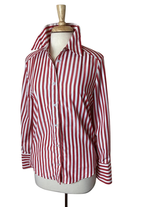 Tea & Cup - Women's Long Sleeve Striped Blouse