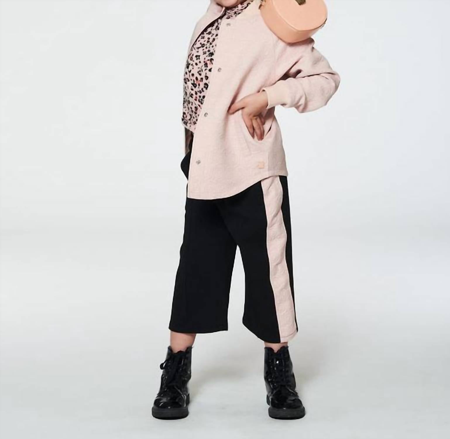 Deux Par Deux - Cropped With Contrast Band Wide Leg Pants