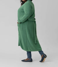 Minnie Rose - Cotton / Cashmere Belted Ribbed Long Cardigan - Plus Size