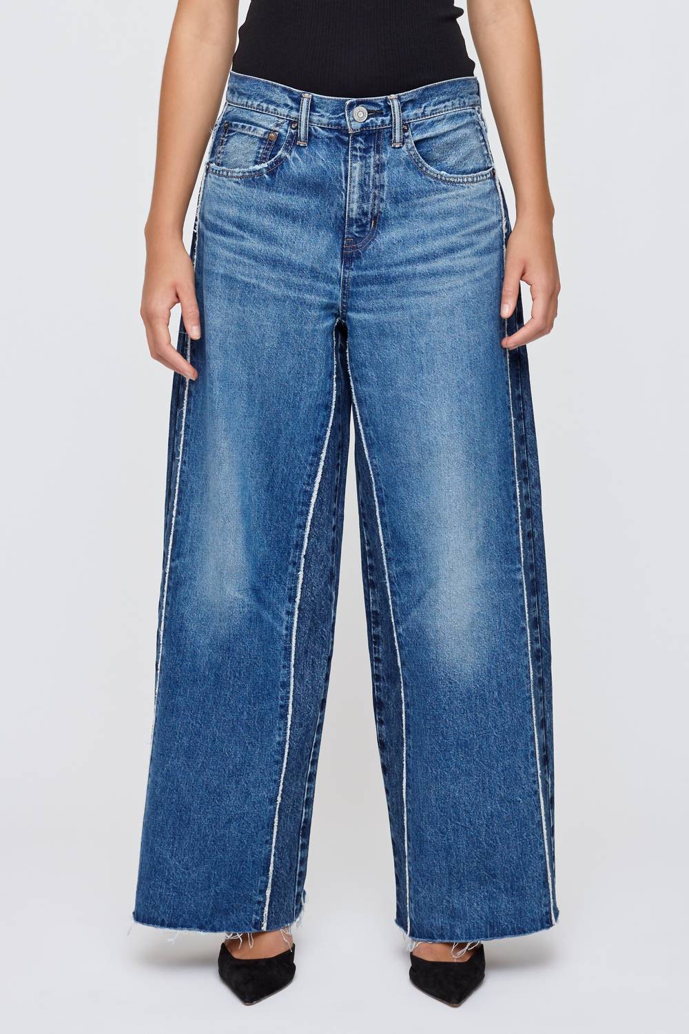 Moussy - Tahiti Two-tone Wide Leg Pants