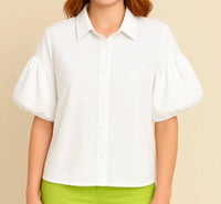 Pine Apparel - Puff Sleeve Button Front Top