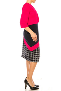 Maya Brooke - Angled Contrast Print Jacket Dress