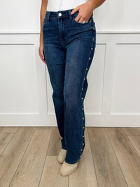 Judy Blue - Sophia High-rise Embellished Straight Leg Jeans
